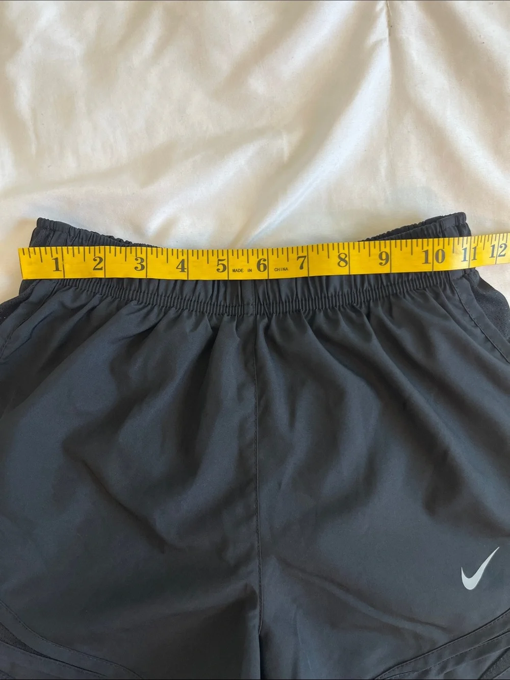 Nike Women’s Black Athletic Dri-FIT Shorts with Silver Swoosh